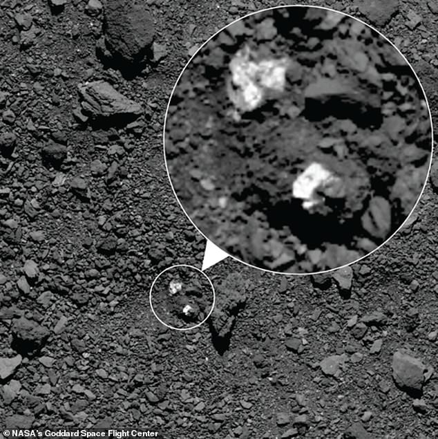 The team analyzed the pieces with an on-board spectrometer and found signs of the mineral pyroxene - a compound known to be found in Vesta.  NASA assumes that the material came from the original Bennu asteroid that collided with a fragment of Vesta
