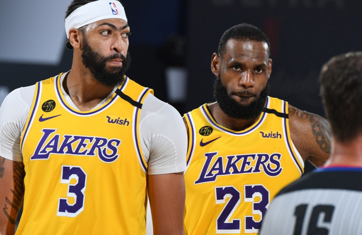 Anthony Davis and LeBron James in action during the Lakers' Game 4 win over the Nuggets in the Western Conference Finals