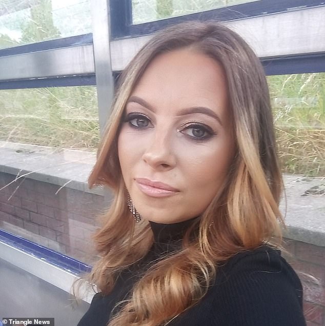 Louise Huzzi, a mother of three, (pictured) was left in a panic when she discovered that her daughter was taking a bottle of Anne Summers oils to school with her and using it as a hand sanitizer.
