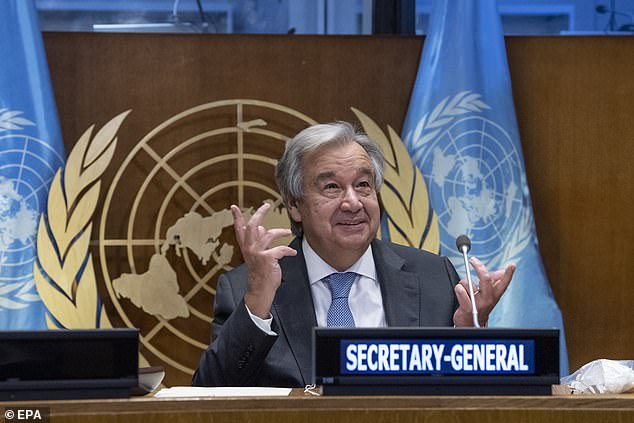 United Nations Secretary-General António Guterres (seen last month) said on Saturday that a divided world has failed to rise to the challenge of fighting the pandemic.