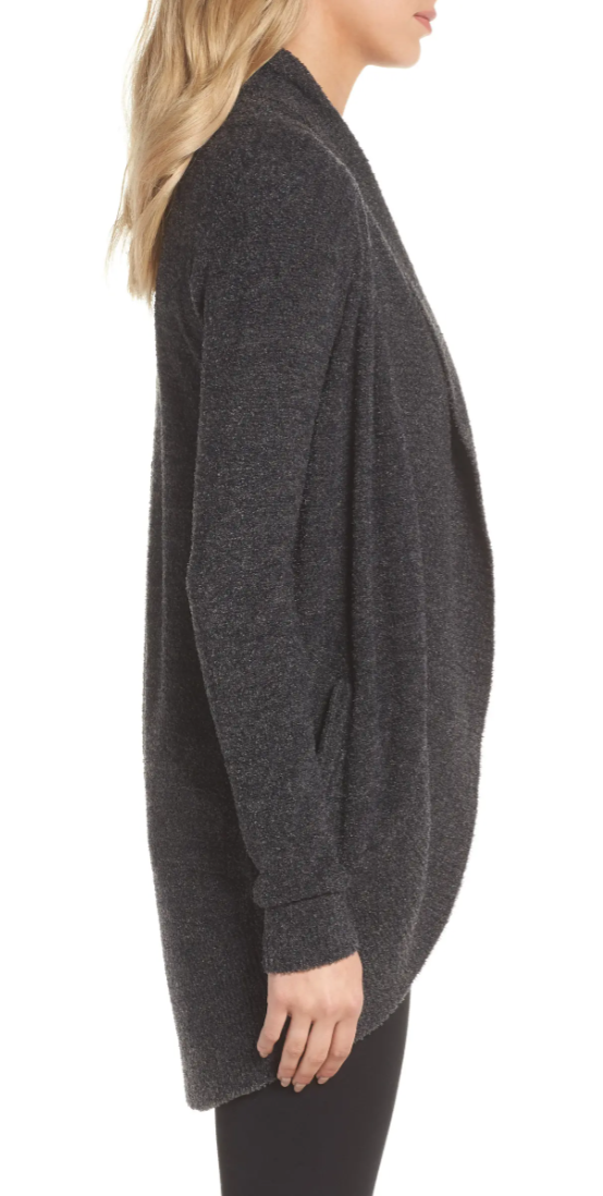 Women's CozyChic Lite Circle Cardigan Barefoot Dreams in carbon / black heather