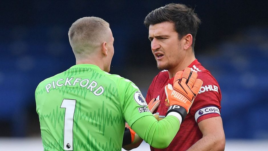 Harry Maguire responded to Jordan Pickford’s final challenge during Manchester United’s victory