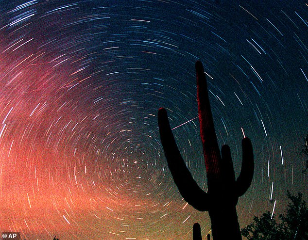 Although showers are annual, this year will be more visible than in the past given the crescent is only 5 percent illuminated.  NASA says that the best time for skywatchers to flood their eyes on the cosmic screen is around 3 a.m. ET in both the northern and southern hemispheres.  Pictured is the shower in 2001 over Tuscan, Arizona