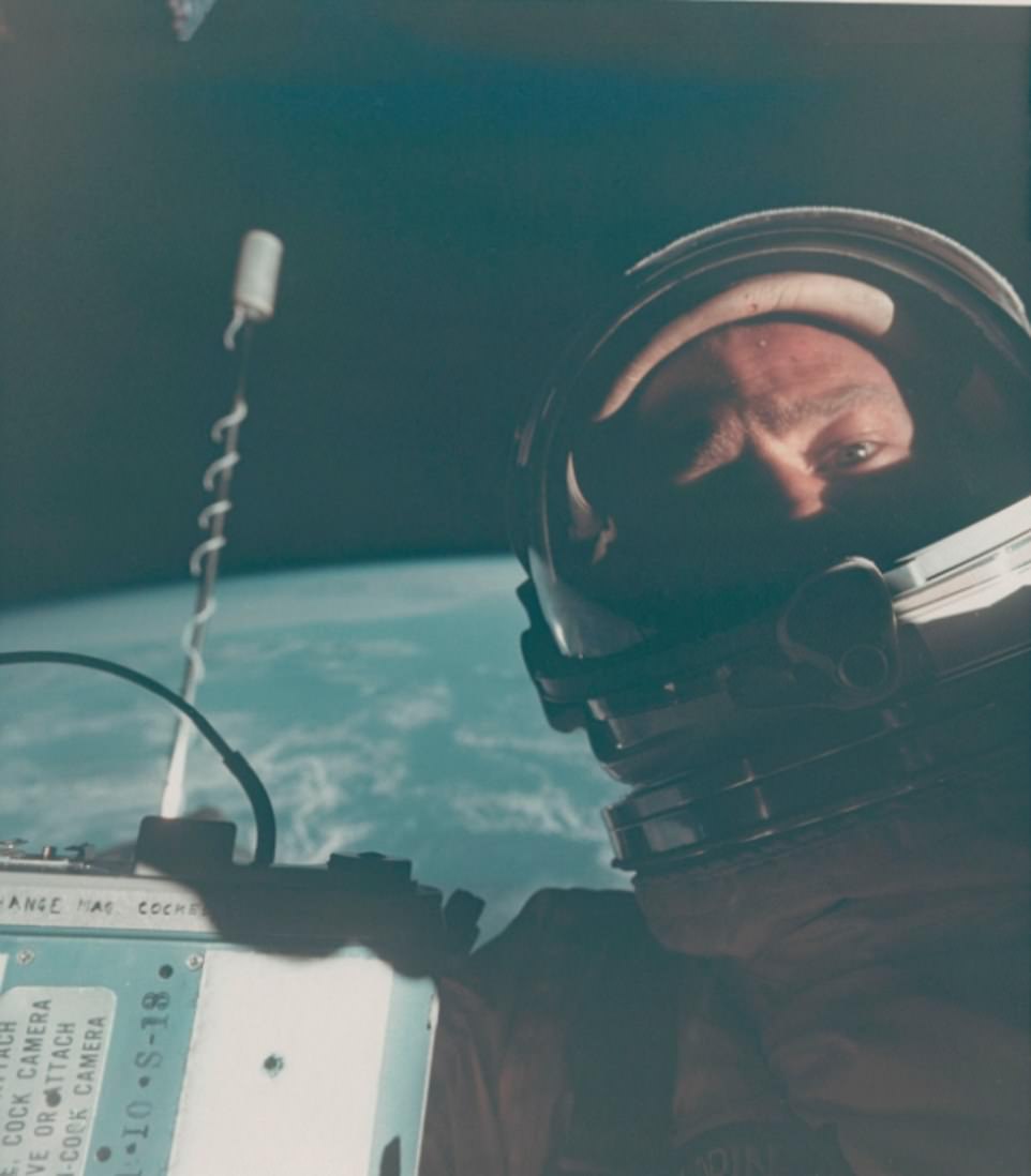 Buzz Aldrin Portrait, First Self Portrait in Space, November 11-15, 1966