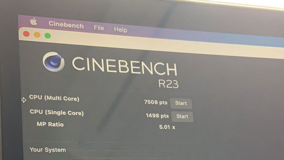 The Apple Silicon M1 MacBook Pro scored 7508 a multi-core score in the Cinebench benchmark