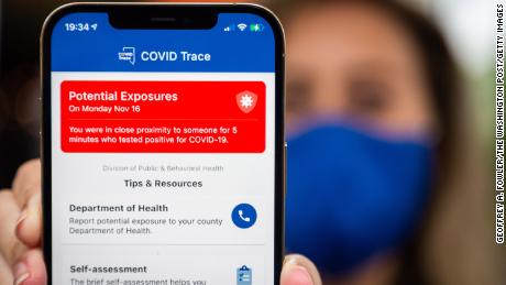 Close contact alert from the application of a Covid-19 exposure notification by the Nevada Department of Health and Human Services. 