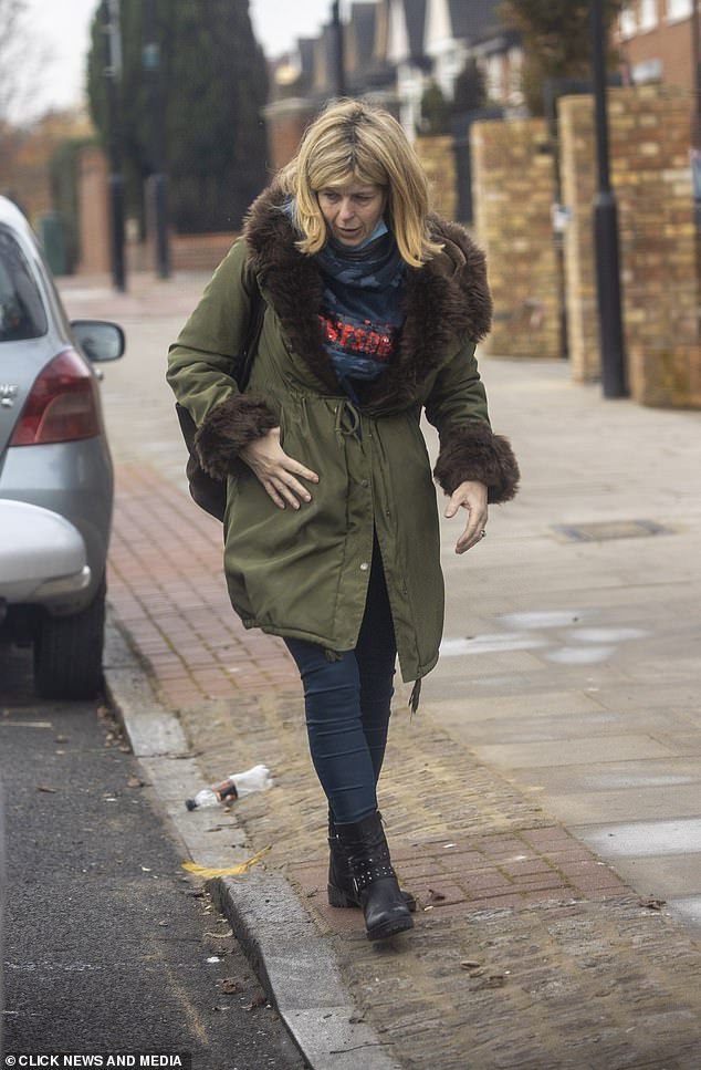 The Exit: Kate Garaway is spotted leaving her London home on Sunday heading to see her husband Derek Draper in the hospital