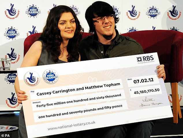 Matt Tobham (pictured with Cassey Carrington), who won £ 45m when he was 23, smashed his BMW in a Ford Fiesta, 75-year-old Mary Jane Rigler