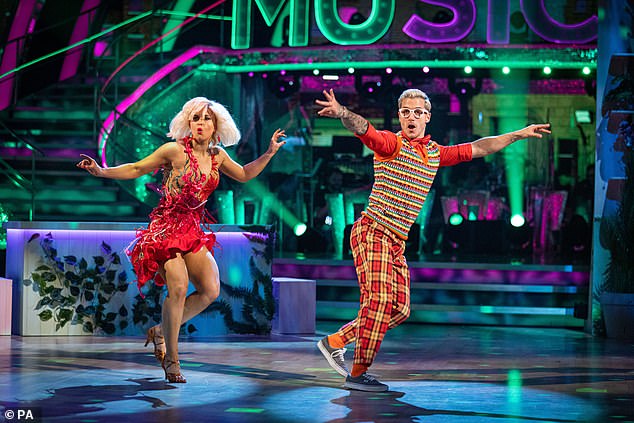Full of liveliness: Macy and her dance partner Gorka Marquez stormed the stage on Saturday with a very energetic performance from Jive to Little Shop Of Horrors, taking 28 overall