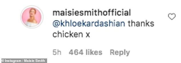 What a response!  Maisie simply replied to Khloe, saying 