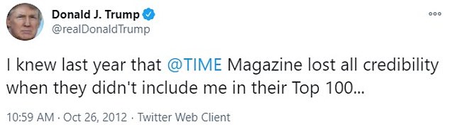 Trump's Twitter feud with Time magazine began in 2012