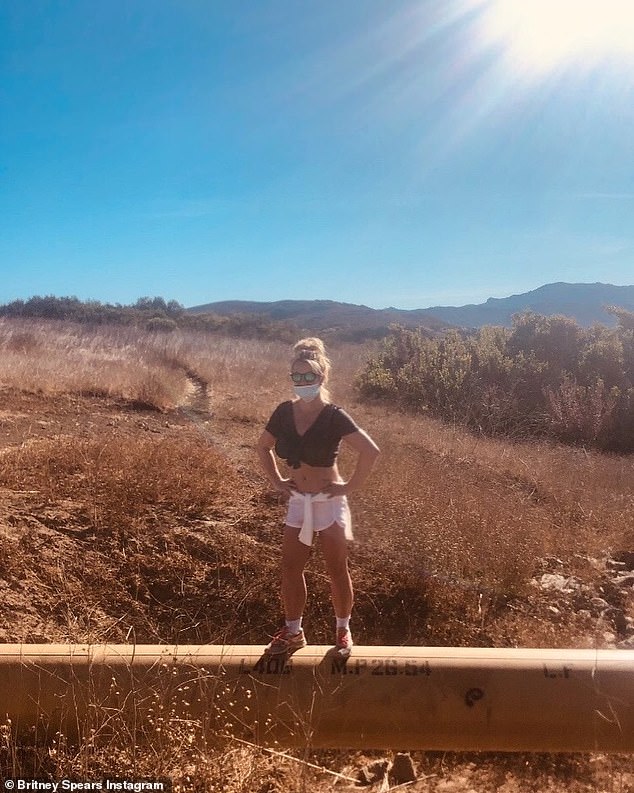 Take a walk!  Later in the day, Britney shared a more athletic side than herself, posting a snapshot of a recent height