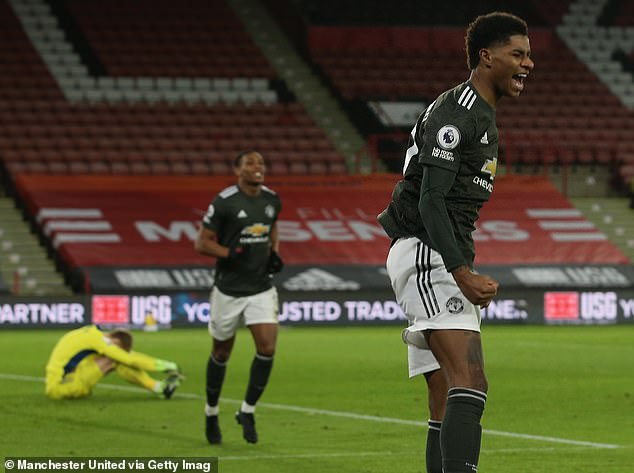 Marcus Rashford (right) scored a brace and Anthony Martial (center) scored a goal in Thursday's 3-2 win.
