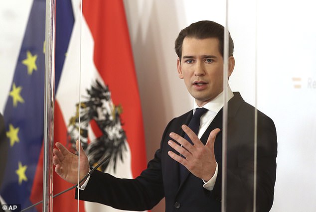 Austrian Chancellor Sebastian Kurz speaks at a press conference on Friday as he announced that Austria will enter a third lockdown from December 26th, but people who participate in a group testing program can enjoy more freedoms.