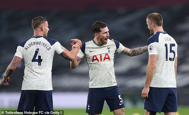 Pierre-Emile Hogeberg (center) starred again when Tottenham beat Arsenal on Sunday