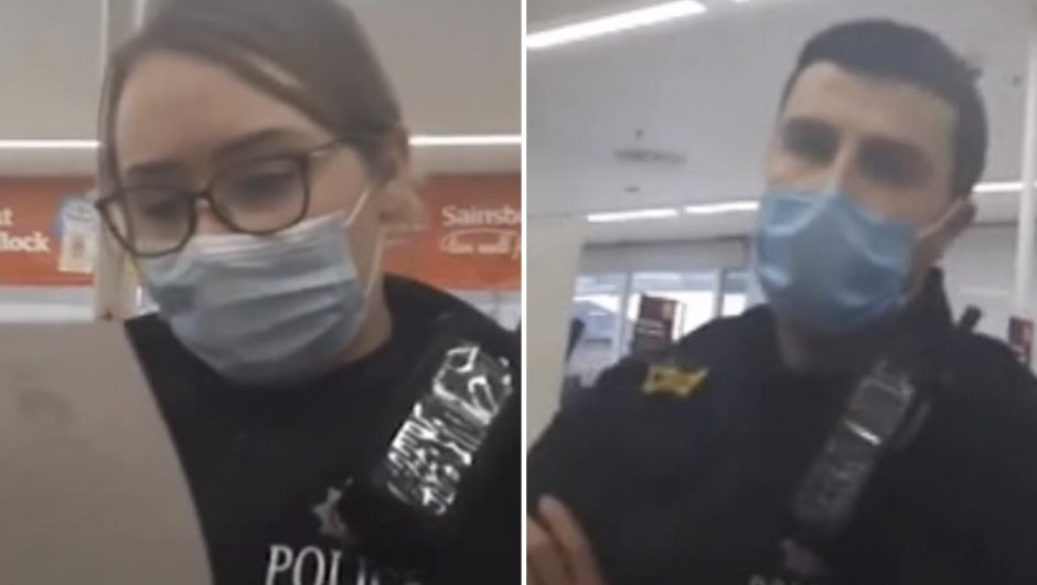 A woman refuses to wear a mask that police have “kicked out” from Sainsbury’s