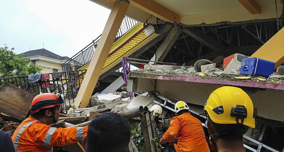 Tragic earthquake in Indonesia.  Patients are trapped under a collapsed hospital