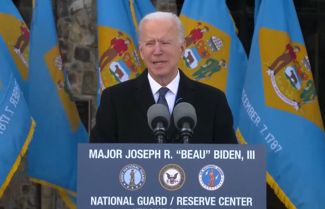 United States of America.  Joe Biden spoke in his state before leaving for Washington
