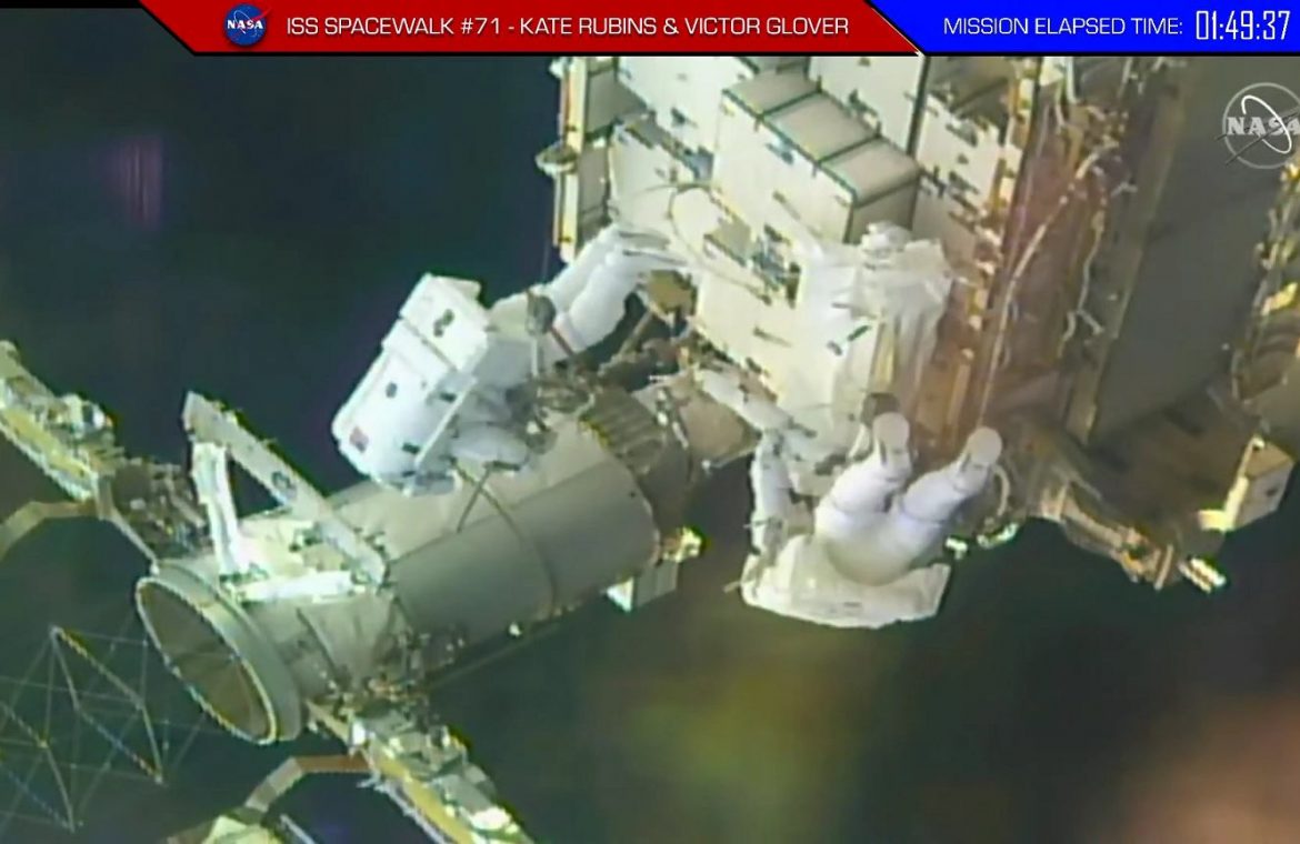 The astronauts left the International Space Station for a walk.  NASA showed it live