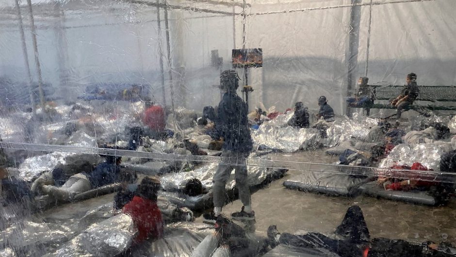 United States of America.  A catastrophic situation in the Texas Migrant Center  People crowded the mattresses  world News