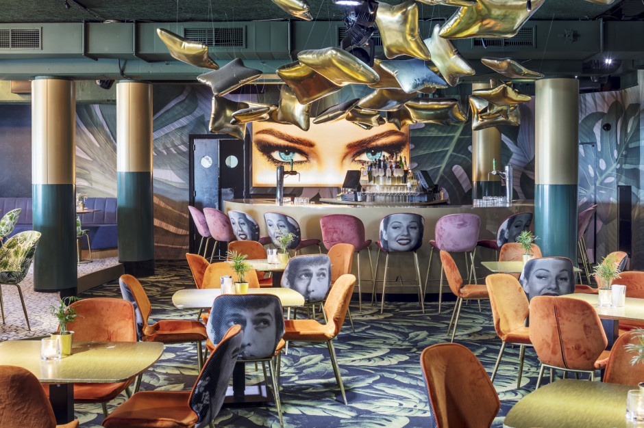 Cinema and Surrealism dominate the interiors of this club