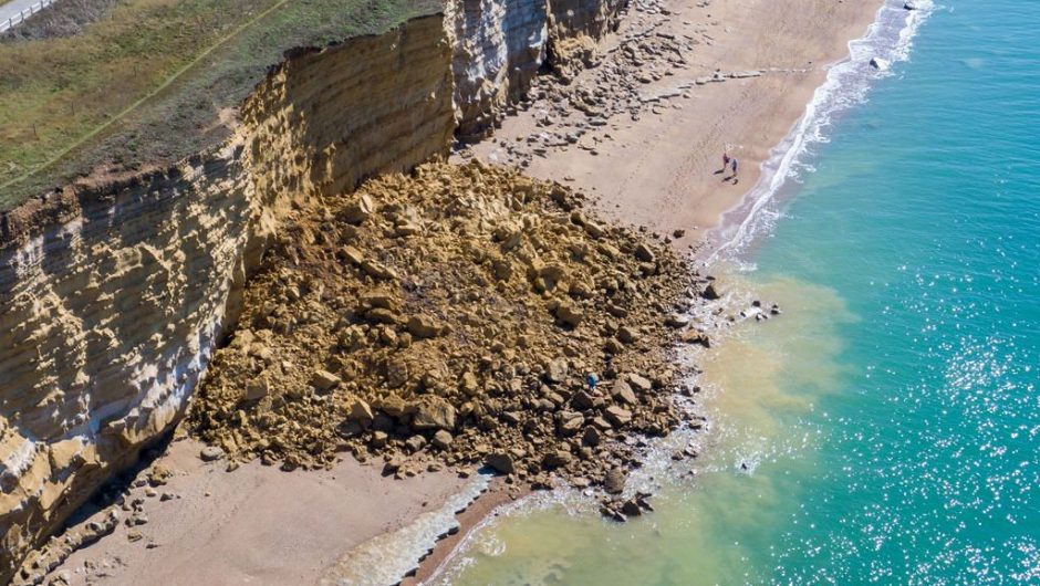 United kingdom.  A 300 meter cliff collapsed in Dorset