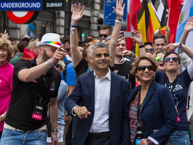 Sadiq Khan (center) during the London Equality March, Source: Flickr, Photo: Chris Beckett (CC BY-NC-ND 2.0)