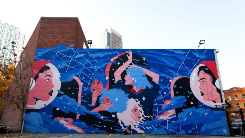 The augmented reality mural series is a tribute to women, space and science