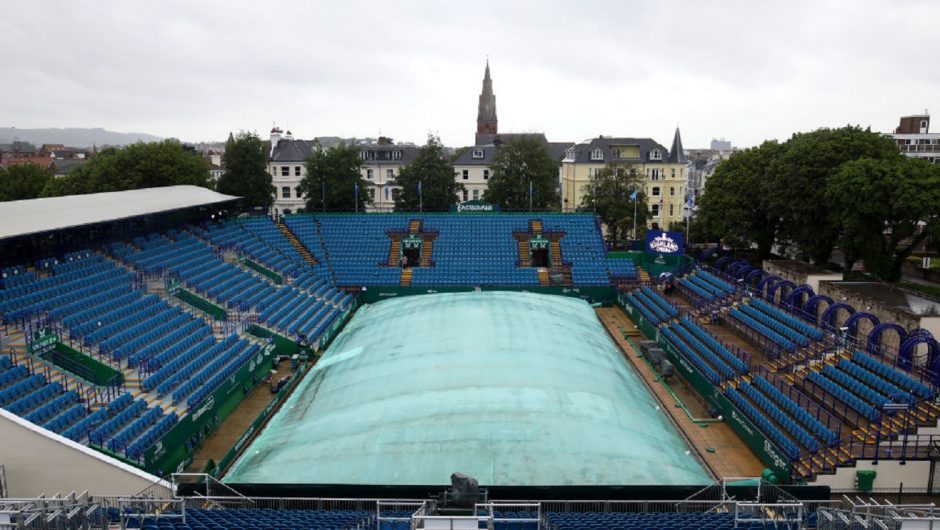 A rainy Monday in Eastbourne.  Tennis players did not go out to the courts