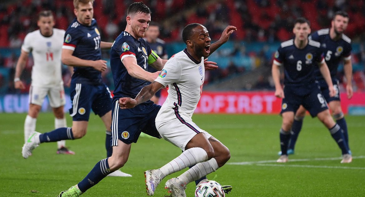 England - Scotland.  Should the English get a penalty?  controversy.  Euro 2020