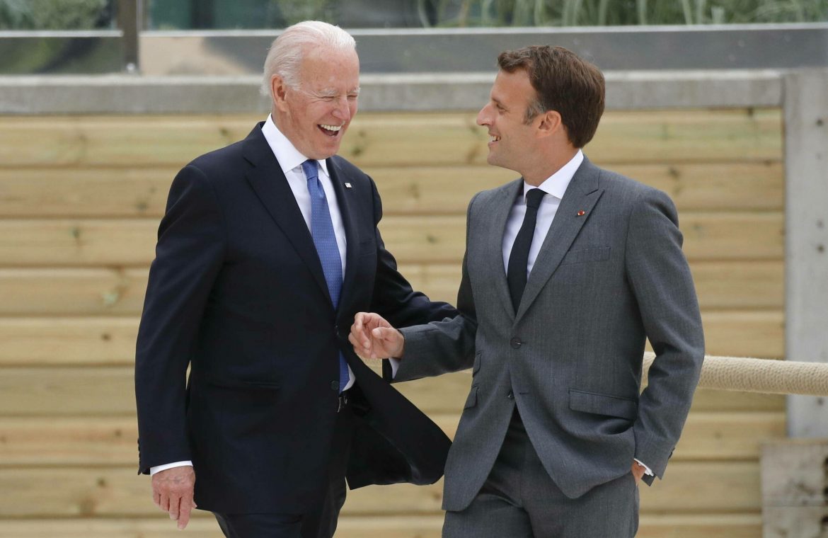 Macron was talking to Biden.  "America is back"