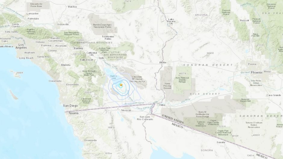 United States of America.  603 earthquakes over the weekend in California.  near Mexico