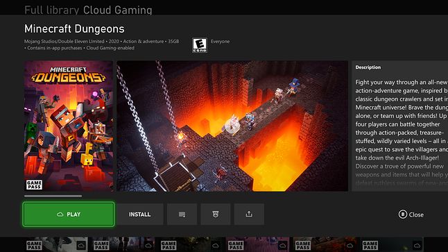 Minecraft Dungeons w Xbox Game Pass