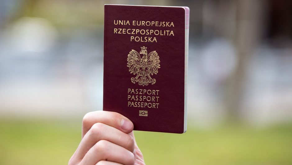 Arranging passport 2021. Polish document on top