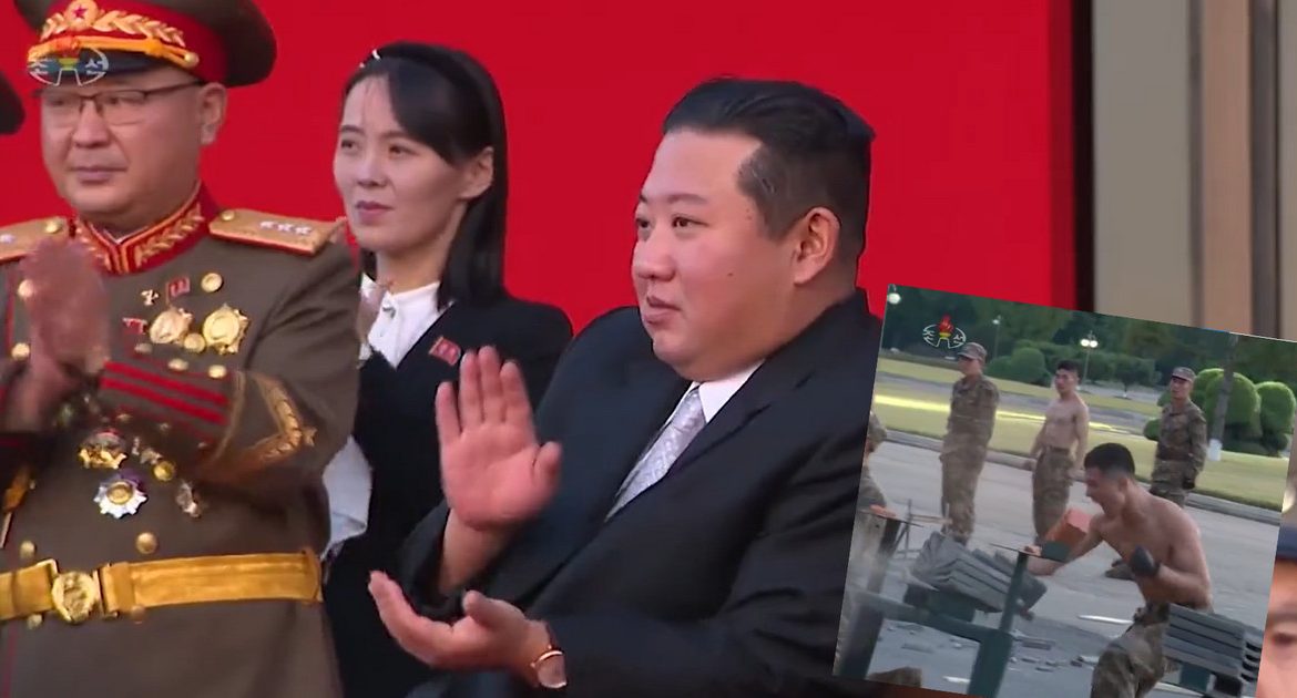 Kim Jong-un watched the soldiers' demonstration.  They smashed bricks with their heads [WIDEO]