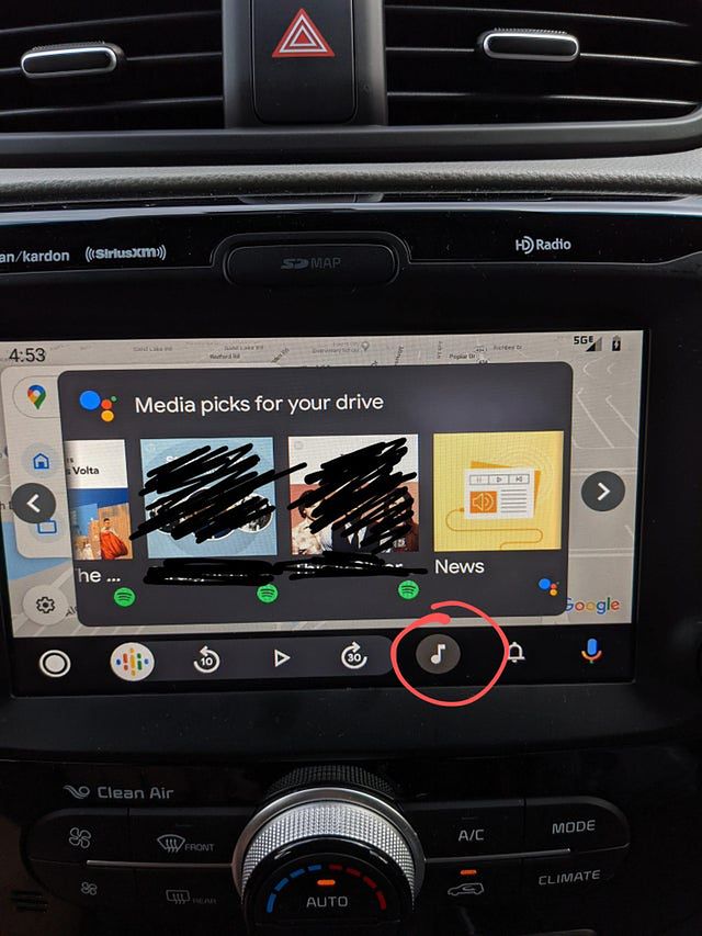 New button in Android Auto interface