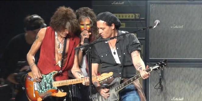 Johnny Depp and Aerosmith together on stage