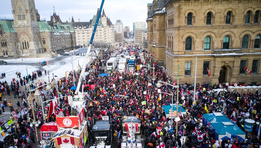 Canada.  Protests opponents of the restriction.  "The government is considering all options"
