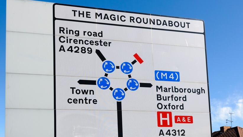 This unusual roundabout in England attracts thousands of tourists.  It is one of the highest rated attractions