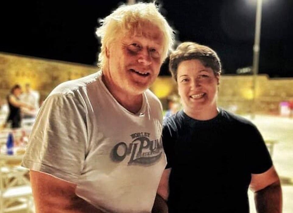 Boris Johnson with restaurant owner Olympia Banu